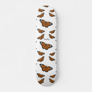 Monarch butterfly cartoon illustration skateboard