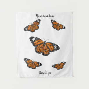 Monarch butterfly cartoon illustration tapestry