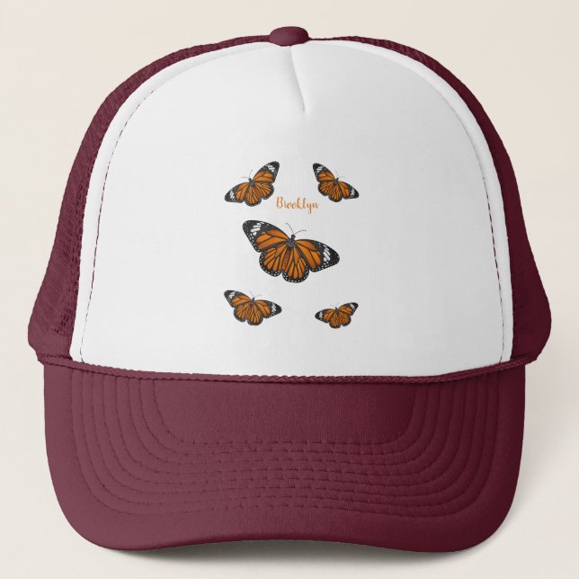 Monarch butterfly cartoon illustration  trucker hat (Front)