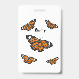 Monarch butterfly cartoon illustrationair freshene ID badge