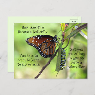Monarch Butterfly & Caterpillar Quote Postcard