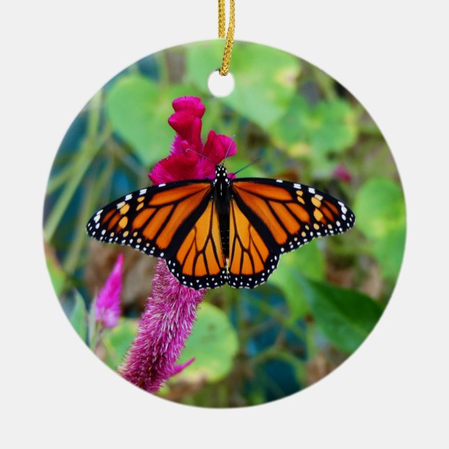 Monarch Butterfly Ceramic Ornament (Front)