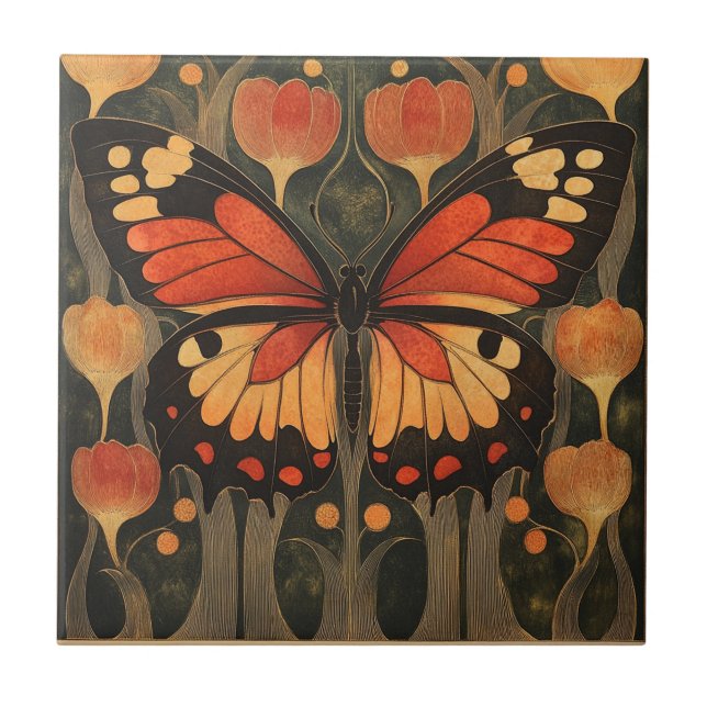 Monarch Butterfly Ceramic Tile (Front)