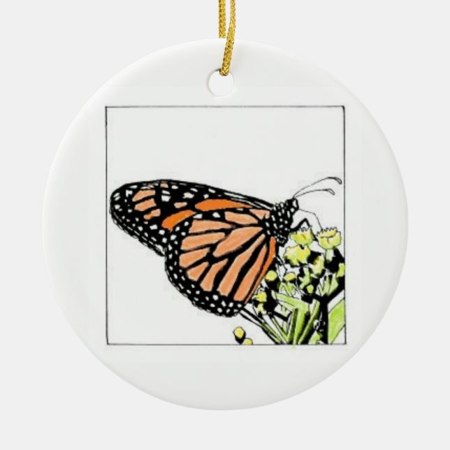 Monarch Butterfly Ceramic Tree Decoration (Front)