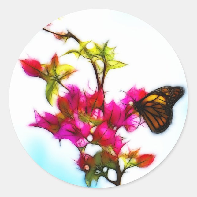Monarch Butterfly Classic Round Sticker (Front)