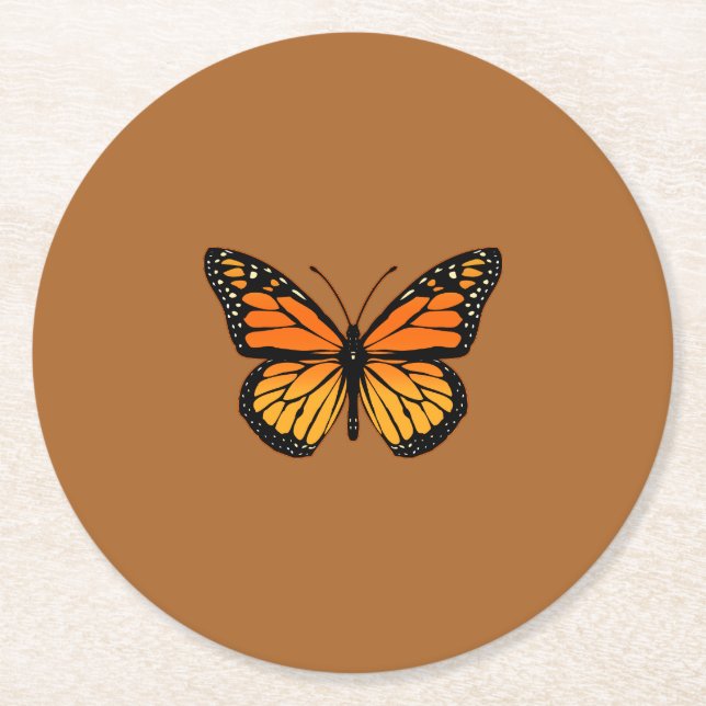 Monarch Butterfly Colours Round Paper Coaster (Front)