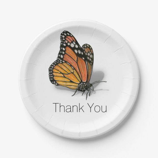 Monarch Butterfly Customisable Text Paper Plate (Front)