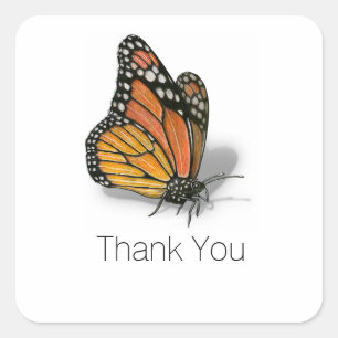 Monarch Butterfly Customisable Text Square Sticker