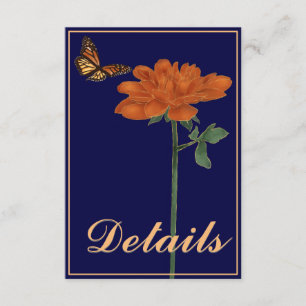 Monarch Butterfly Dahlia Navy Blue Details Enclosure Card