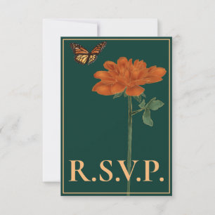 Monarch Butterfly Dailiah Forest Green QRC RSVP Card