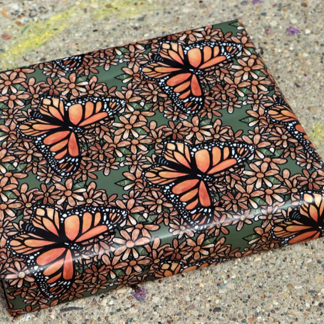 Monarch Butterfly Daisy Art Daisies Monarchs      Wrapping Paper Sheet (Creator Uploaded)