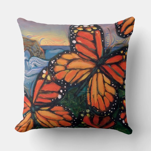 Monarch Butterfly Decorative Throw Pillow (Front)