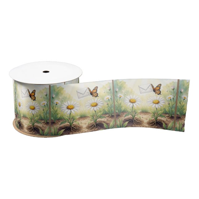 Monarch Butterfly Delivering Mail Satin Ribbon (Spool)