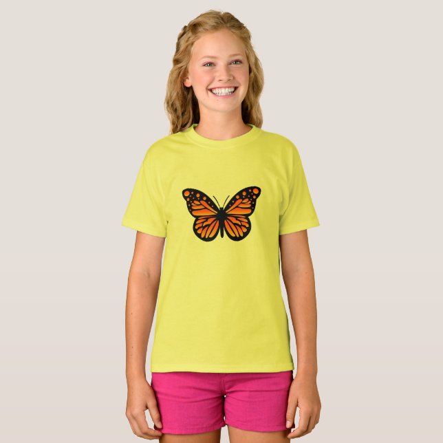 Monarch Butterfly Design - Girls' Basic T-Shirt (Front Full)