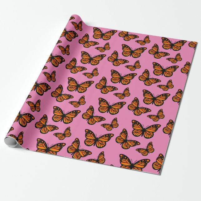 Monarch Butterfly Design - Matte Wrapping Paper (Unrolled)