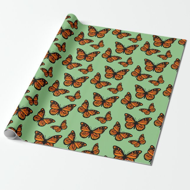 Monarch Butterfly Design - Matte Wrapping Paper (Unrolled)