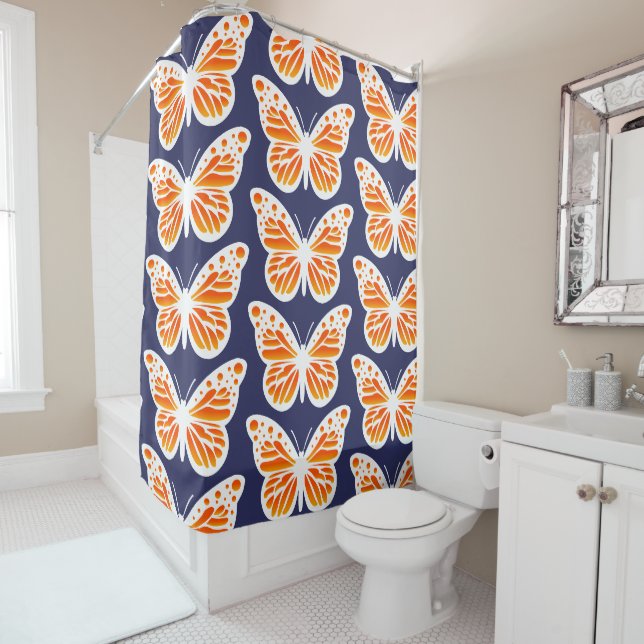 Monarch Butterfly Design - Shower Curtain (In Situ)