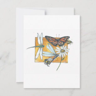 Monarch Butterfly, Dragonfly and Bee Card