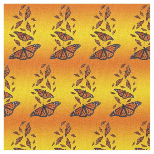 Monarch Butterfly Fabric (Sunburst) (Close Up)