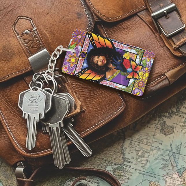 Monarch Butterfly Fairy Purple Floral Key Ring (Creator Uploaded)