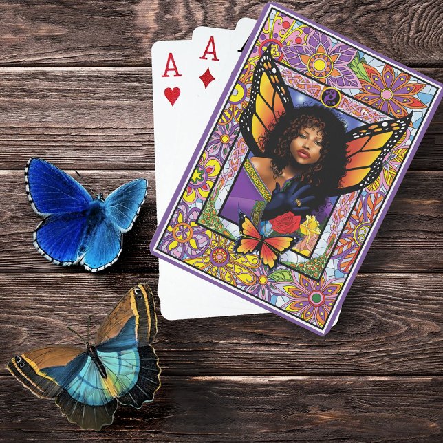 Monarch Butterfly Fairy Purple Floral Playing Cards (Creator Uploaded)