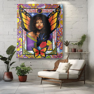 Monarch Butterfly Fairy Purple Floral Tapestry