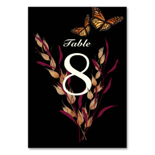 Monarch Butterfly Fall Botanical  Table Number