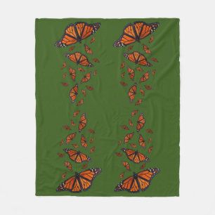 Monarch Butterfly Fleece Blanket (Dark Green)