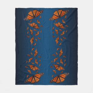 Monarch Butterfly Fleece Blanket (Light/Dark Blue)