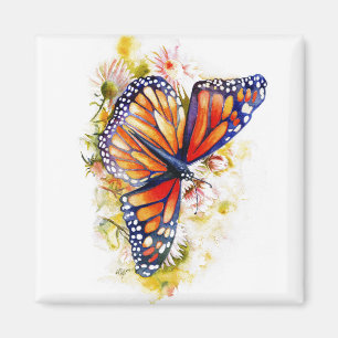Monarch Butterfly Floral Magnet