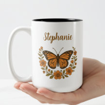 Monarch Butterfly Floral Mug