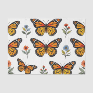 Monarch Butterfly Floral Pattern Tissue Paper