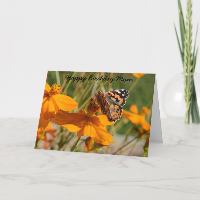 Monarch Butterfly Flower Birthday Greeting Card (Front)