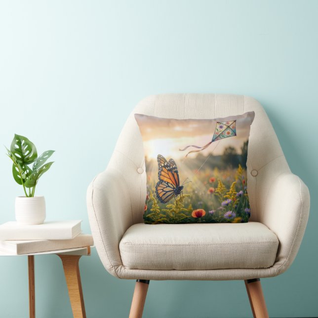 Monarch Butterfly Flying a Kite Cushion (Chair)