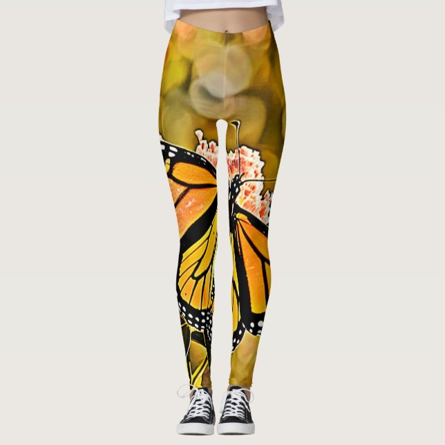  Monarch Butterfly Garden Art Leggings (Front)
