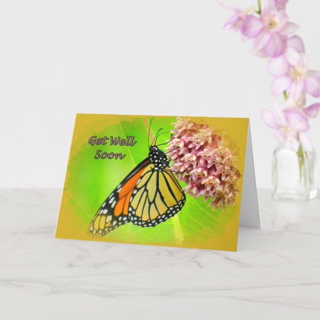 Monarch Butterfly Get Well Card (Orchid)