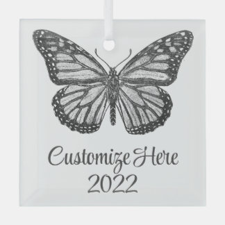 Monarch butterfly glass tree decoration