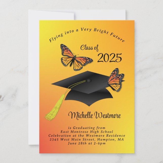 Monarch Butterfly Graduation Party Invitation (Front)