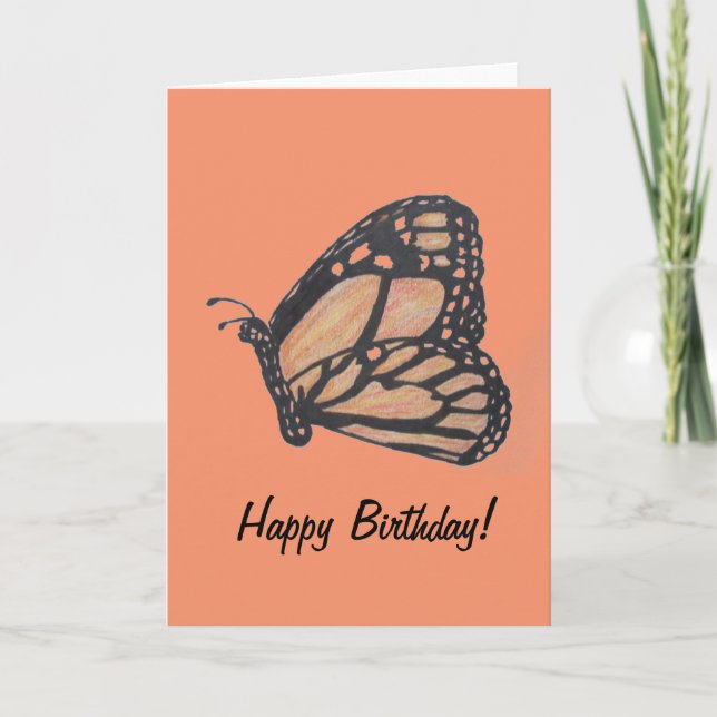 Monarch Butterfly Happy Birthday Greeting Card (Front)