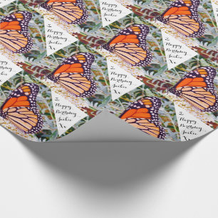 Monarch Butterfly Happy Birthday Jackie Wrapping Paper