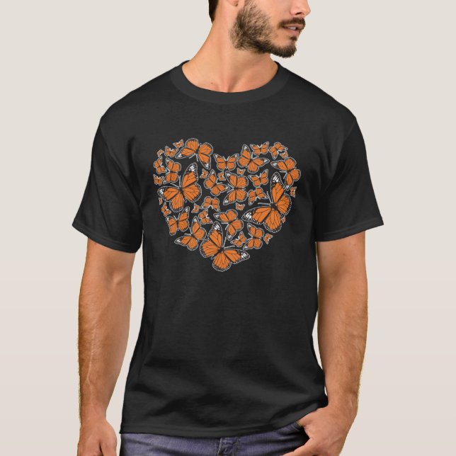 Monarch Butterfly Heart Insect Collector Entomolog T-Shirt (Front)
