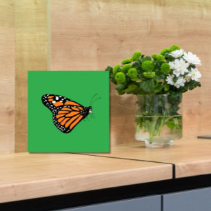 Monarch Butterfly Illustration Orange and Green Ceramic Tile