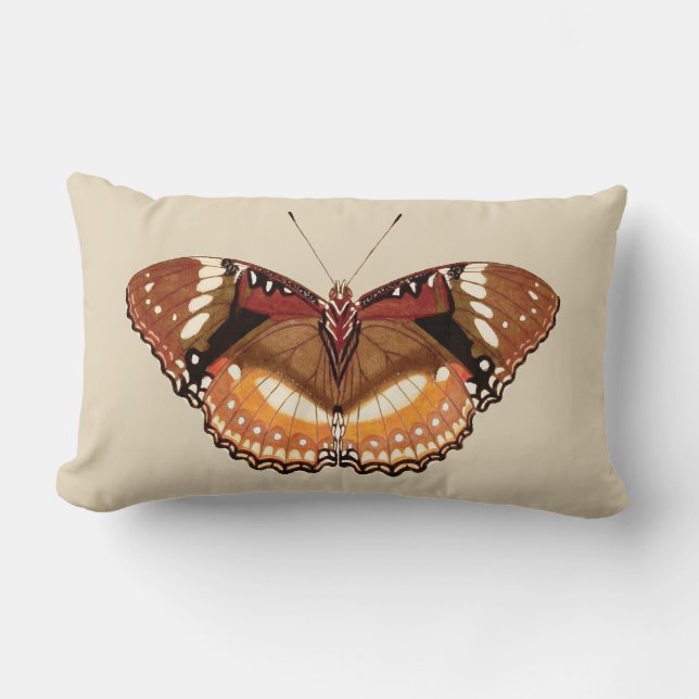 Monarch Butterfly in Brown, Rust and Cream Lumbar Cushion (Front)