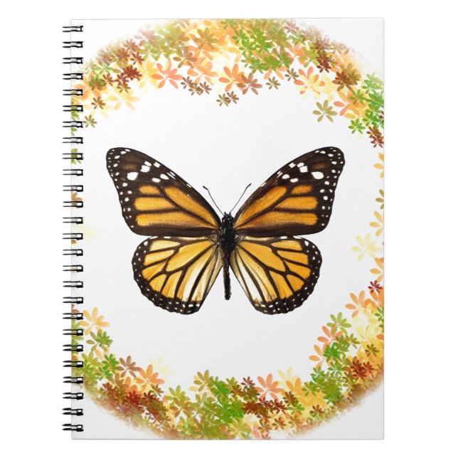 Monarch butterfly in frame of leaves notebook (Front)