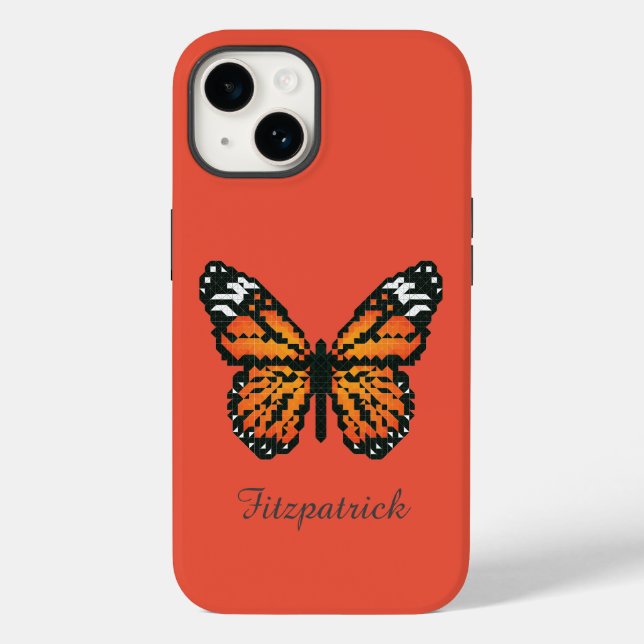 Monarch butterfly in polygon / Personalised name C Case-Mate iPhone Case (Back)