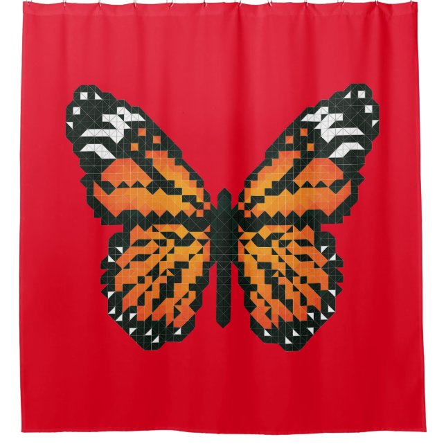 Monarch butterfly in polygon shower curtain (Front)