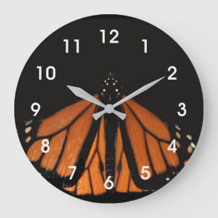 Monarch Butterfly in the key of Orange Large Clock