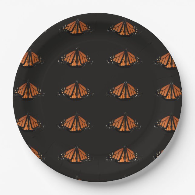 Monarch Butterfly  in the key of Orange Paper Plate (Front)