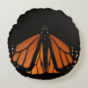 Monarch Butterfly  in the key of Orange Round Cushion