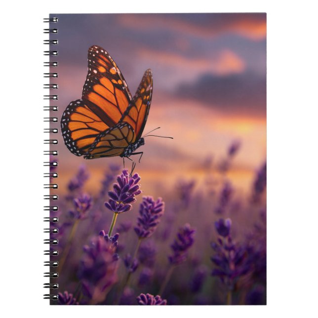 Monarch Butterfly Lavender Notebook (Front)